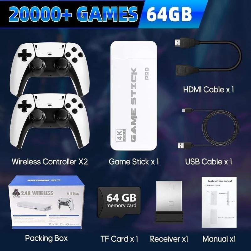 Game Stick M15 Retrô HDMI Plug & Play Com 2 Controles Sem Fio E Menu Intuitivo Para TV