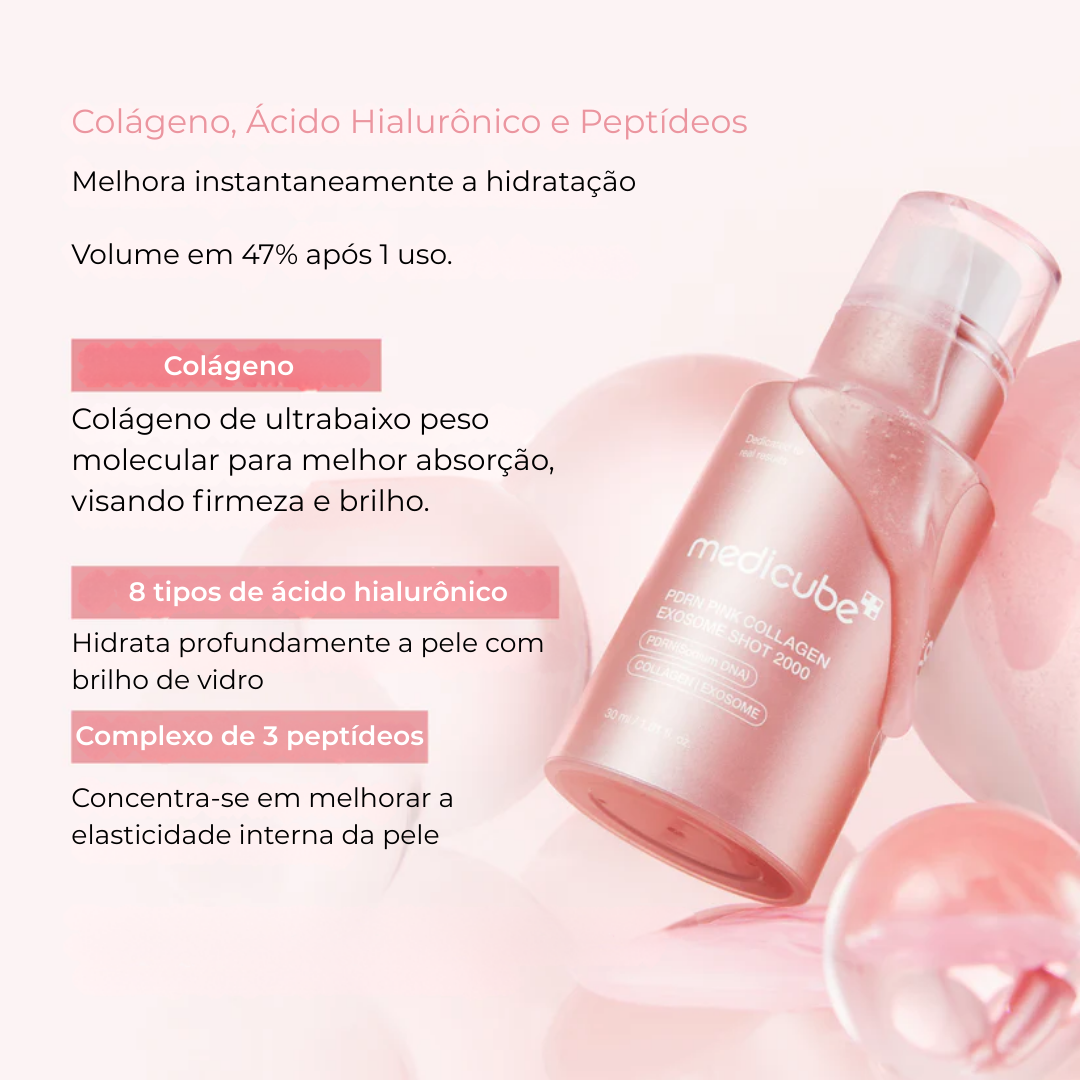 Soro Shot PDRN Collágeno Rosa – Glow e Elasticidade