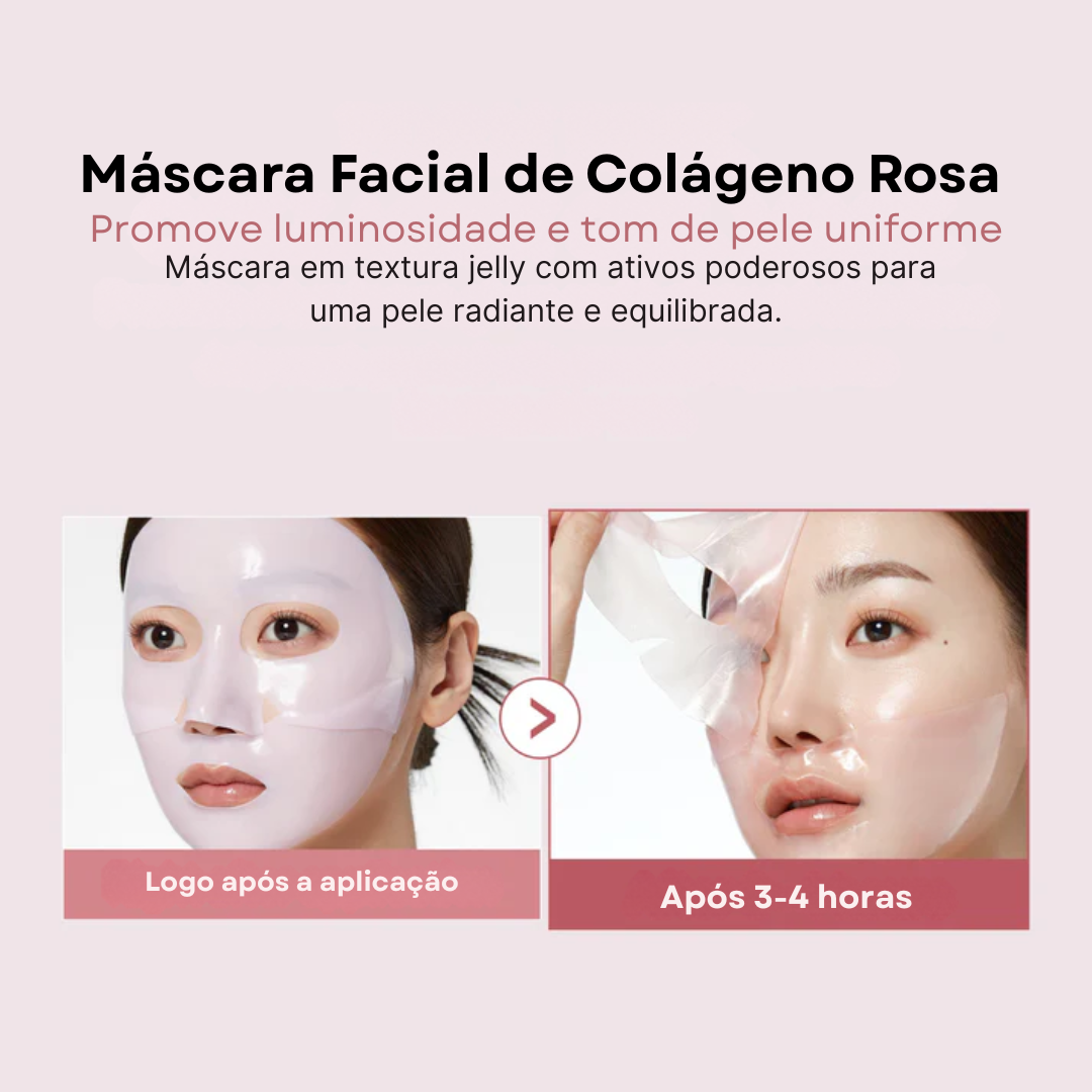Máscara Facial de Colágeno Rosa com PDRN | KIT com 4
