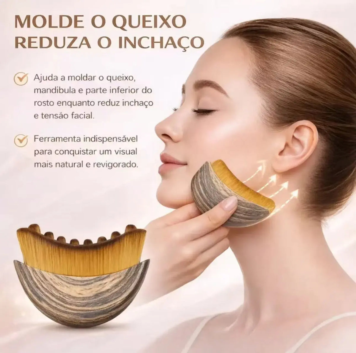 Compre 1 Leve 2 - Escova Manual para Limpeza Linfática com Cerdas Ovais para Peles Sensíveis e Linfedema Reduz Inchaço Facial Molde o Queixo Uso Prático e Eficaz