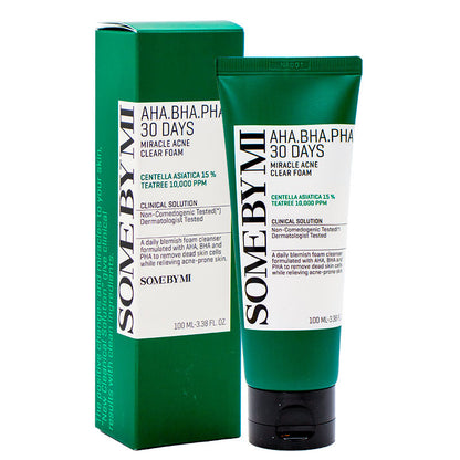 SOME BY MI - Espuma de Limpeza Facial Miracle Acne Clear Foam Aha-Bha-Pha 100ml