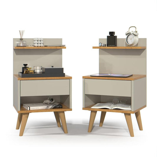 Kit 2 Mesa de Cabeceira Nicho Quarto Casal Decoração Retro Sleep