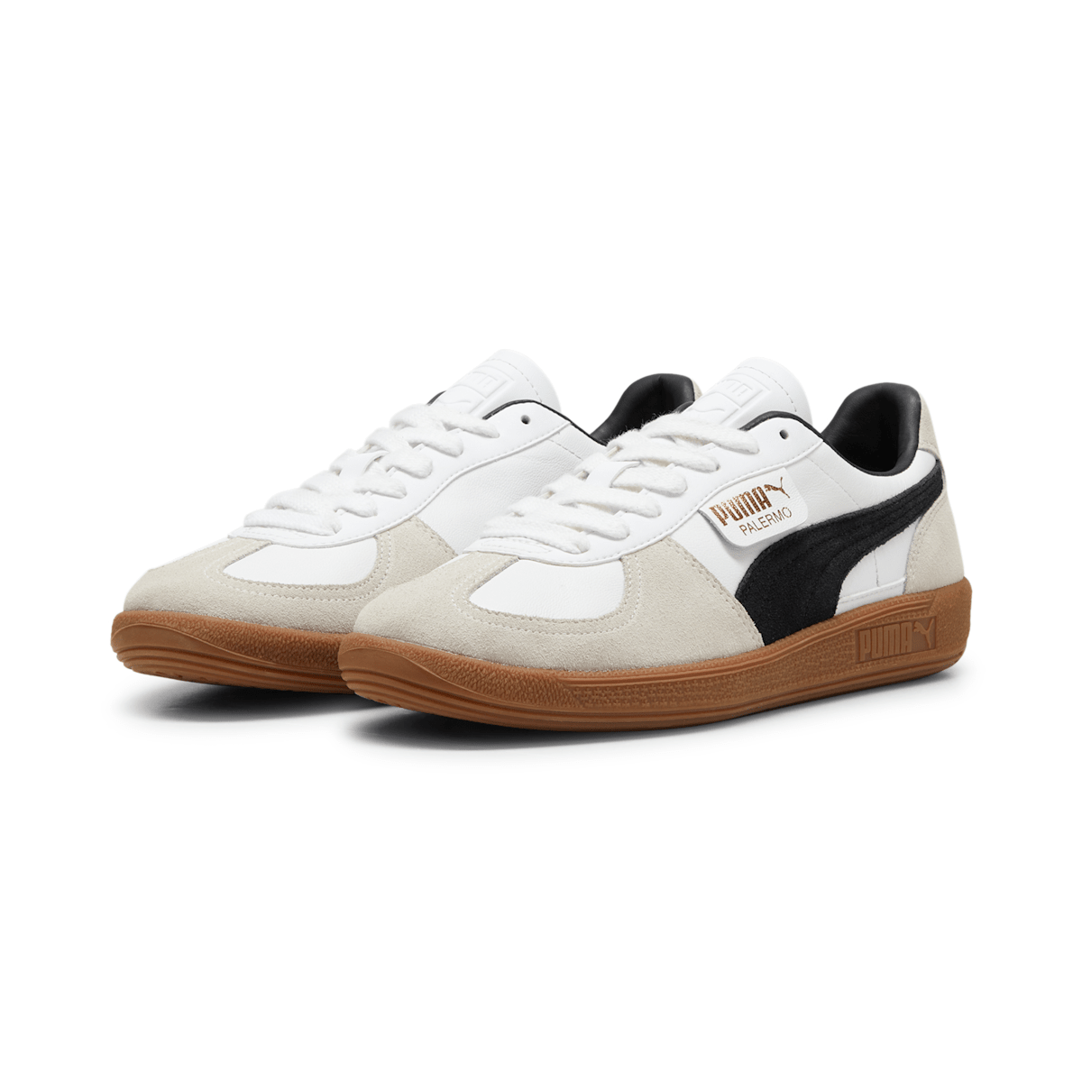 Tênis Puma Palermo Couro Unissex - Branco / Preto / Caramelo - Foto 2