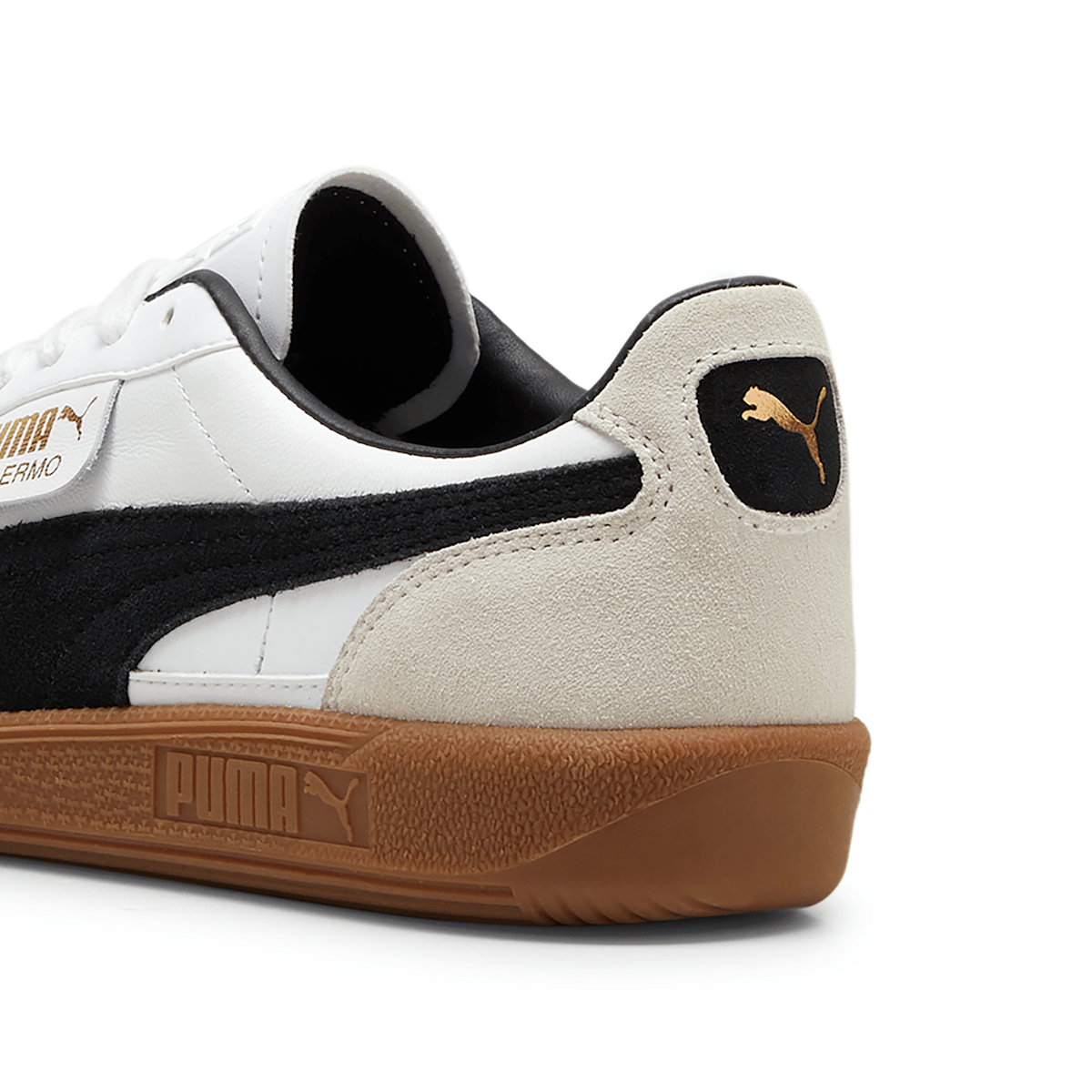 Tênis Puma Palermo Couro Unissex - Branco / Preto / Caramelo - Foto 3