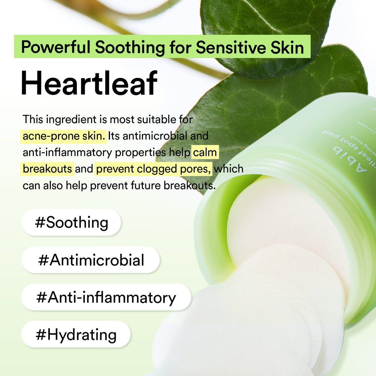 Pads Calmantes de Heartleaf – Toque Suavizante